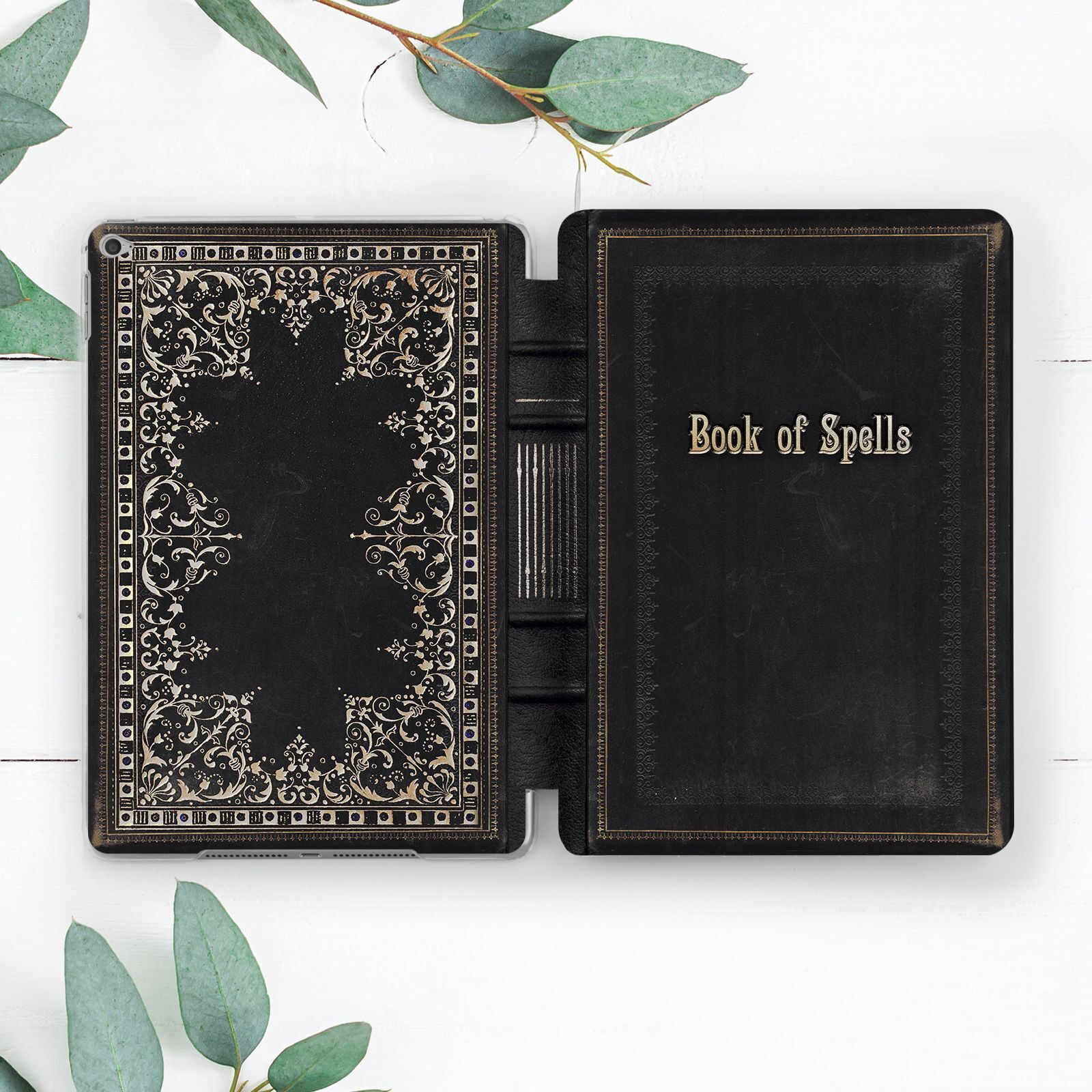 Black Vintage Book Of Spells Case For iPad 10.2 Pro 12.9 11 9.7 Air 4 5 Mini