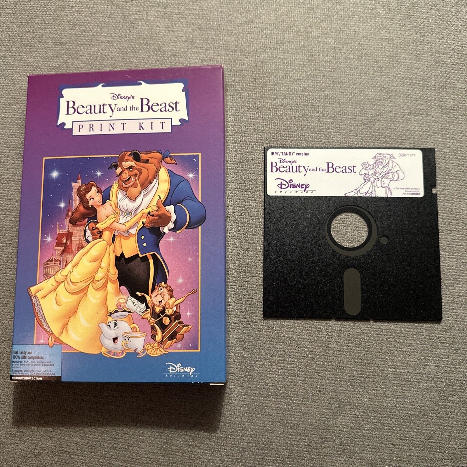 Beauty and the Beast Print Kit, Disney - IBM Tandy Version, Vintage PC Software 