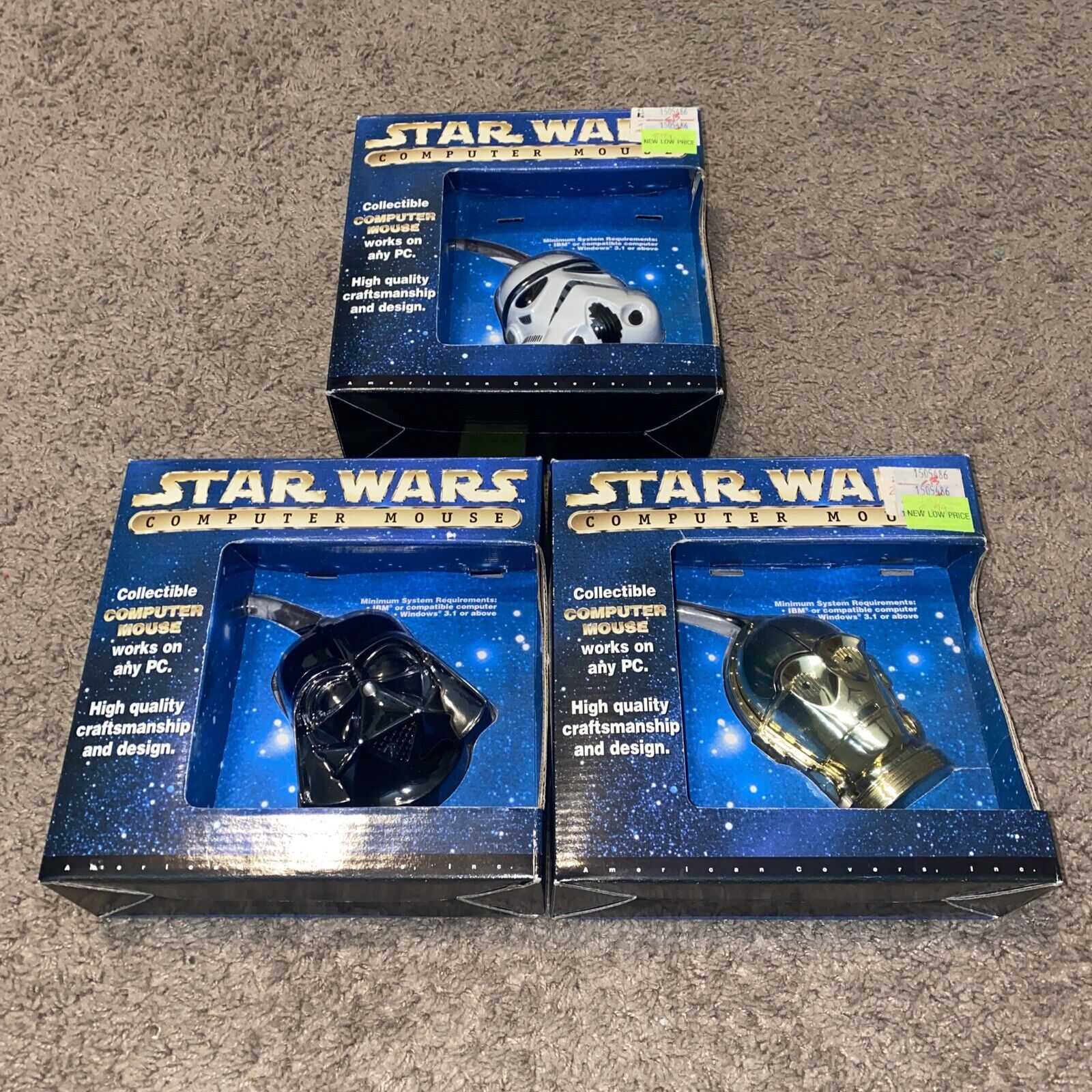 Star Wars Vintage Computer Mouse Stormtrooper,Vader,C3P0 New NIB QUALITY RARE