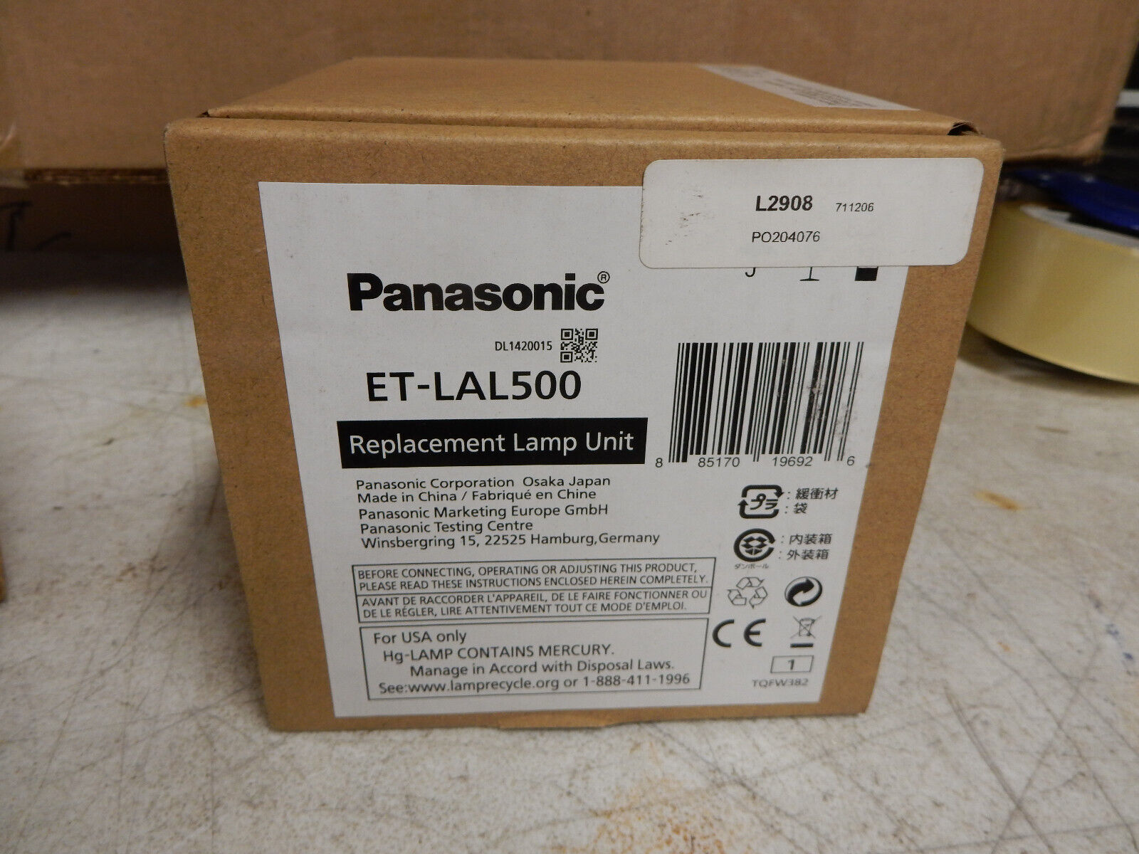 Genuine Original Panasonic ET-LAL500 Projector Lamp for PT-LB280, PT-LB300