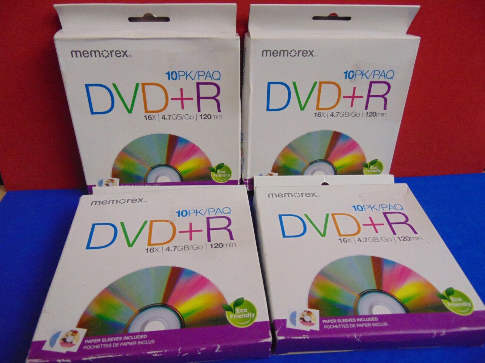 4 Cases New Memorex DVD+R 16X 4.7GB 120Min 40 DVD Total with Sleeves 