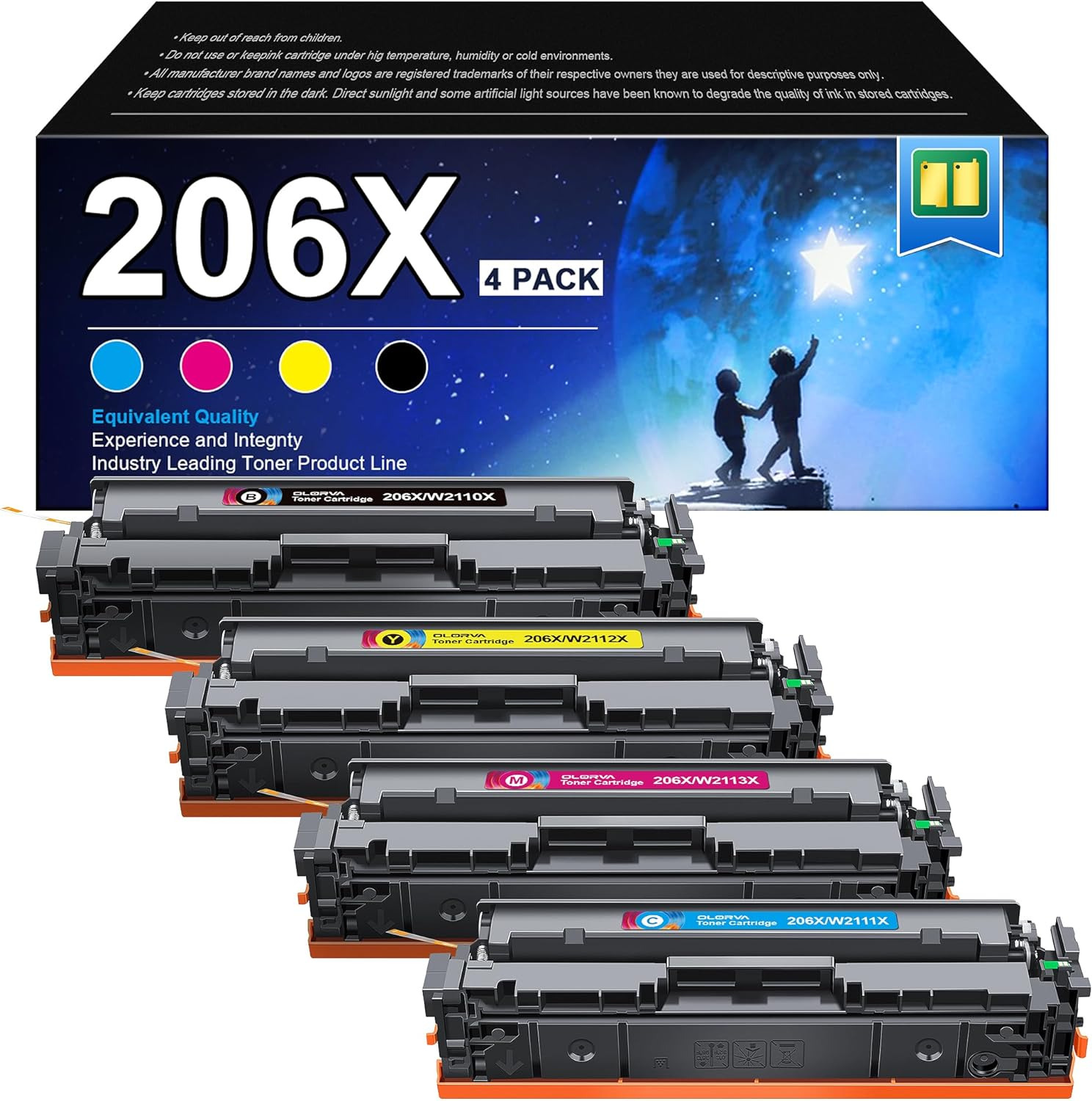 206X Toner Cartridges 4 Pack High Yield 206A | Replacement for HP 206X 206A Comp