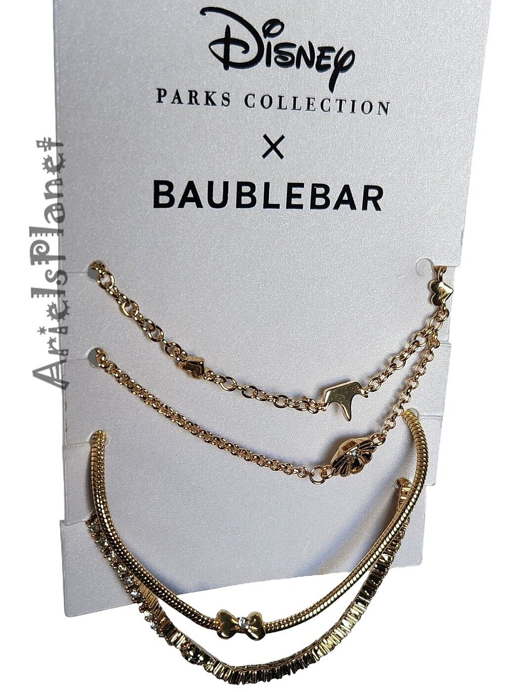 2023 Disney Parks Princess Bracelet by BaubleBar Gold Tone Set of 4 Combo.