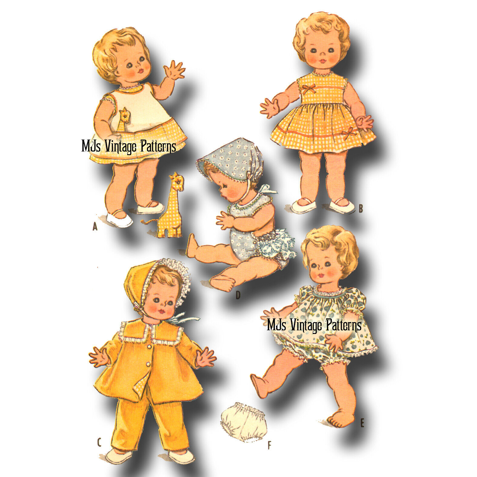 Vtg 1960s Baby Doll Dress Clothes Pattern  ~ 22\