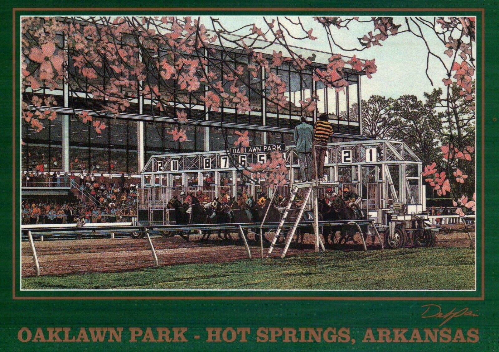 Oaklawn Park Hot Springs Arkansas, Horse Racing Racetrack Starting Gate Postcard