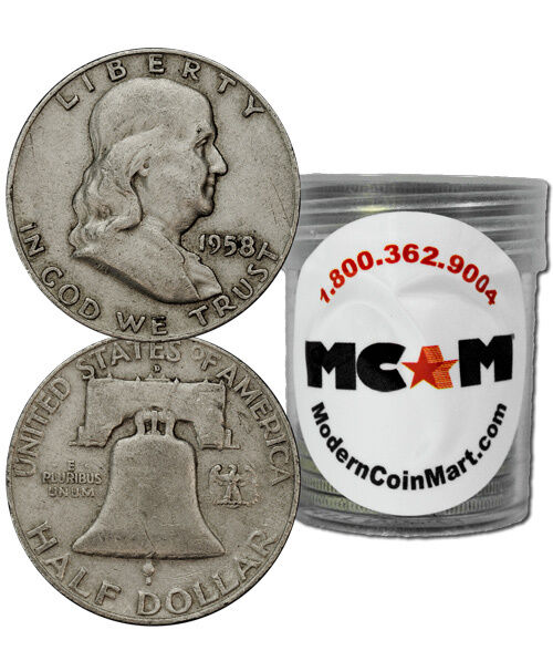 $10 Face Value - 20 Coins - 90% Silver Franklin Half Dollars Avg Circ SKU32668