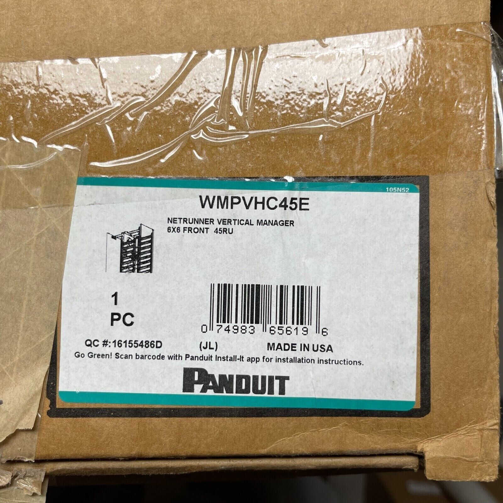 PANDUIT WMPV45E NetRunner 45RU Vertical Cable Manager, New in Box