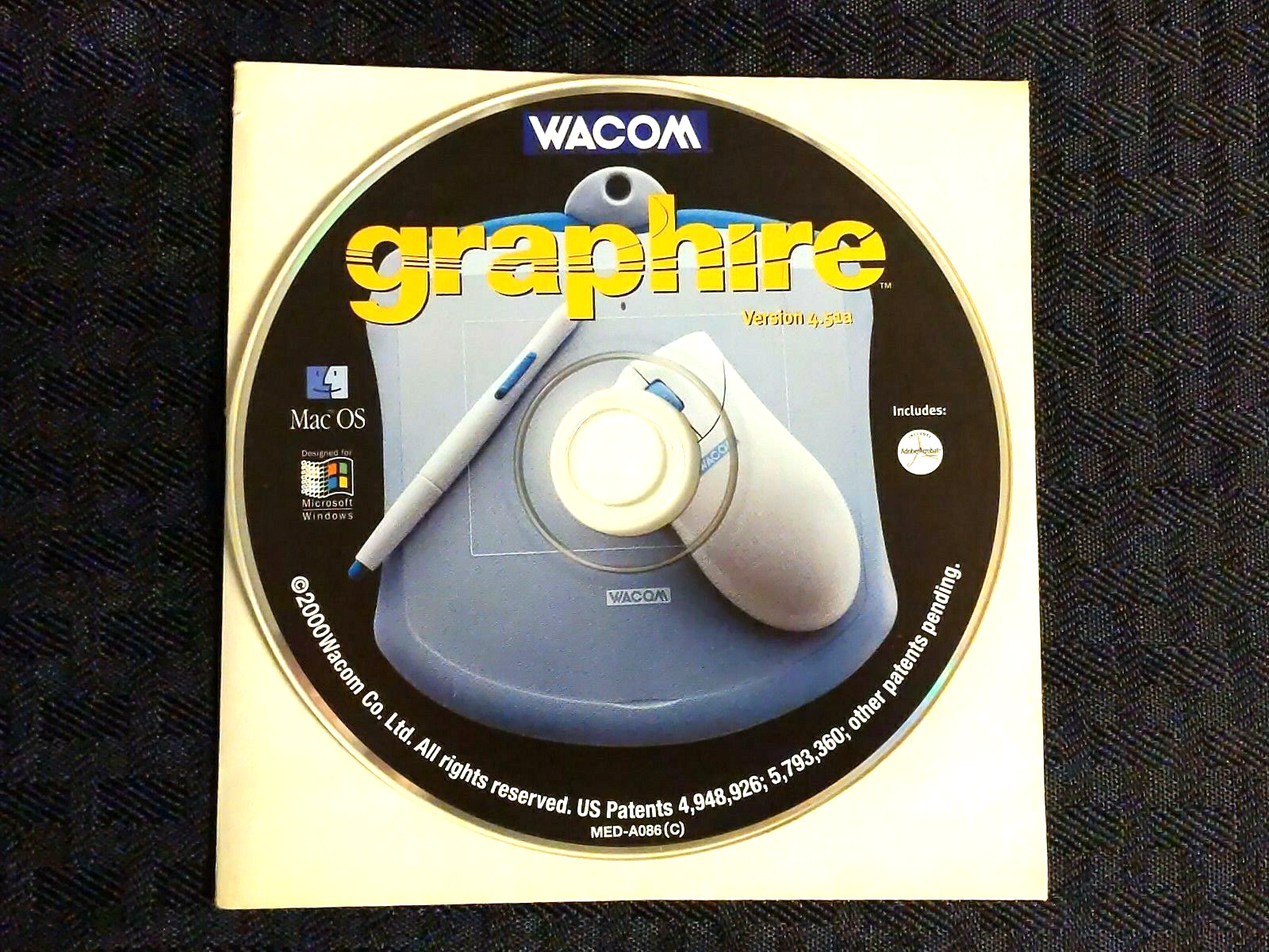 Rare Vintage Wacom Graphire Version 4.51a Includes Adobe Acrobat CD