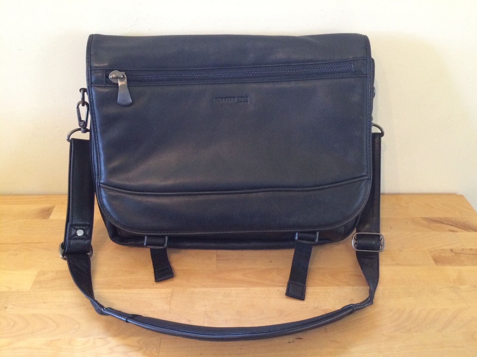 Kenneth Cole New York Black Leather Briefcase Travel Messenger Bag 