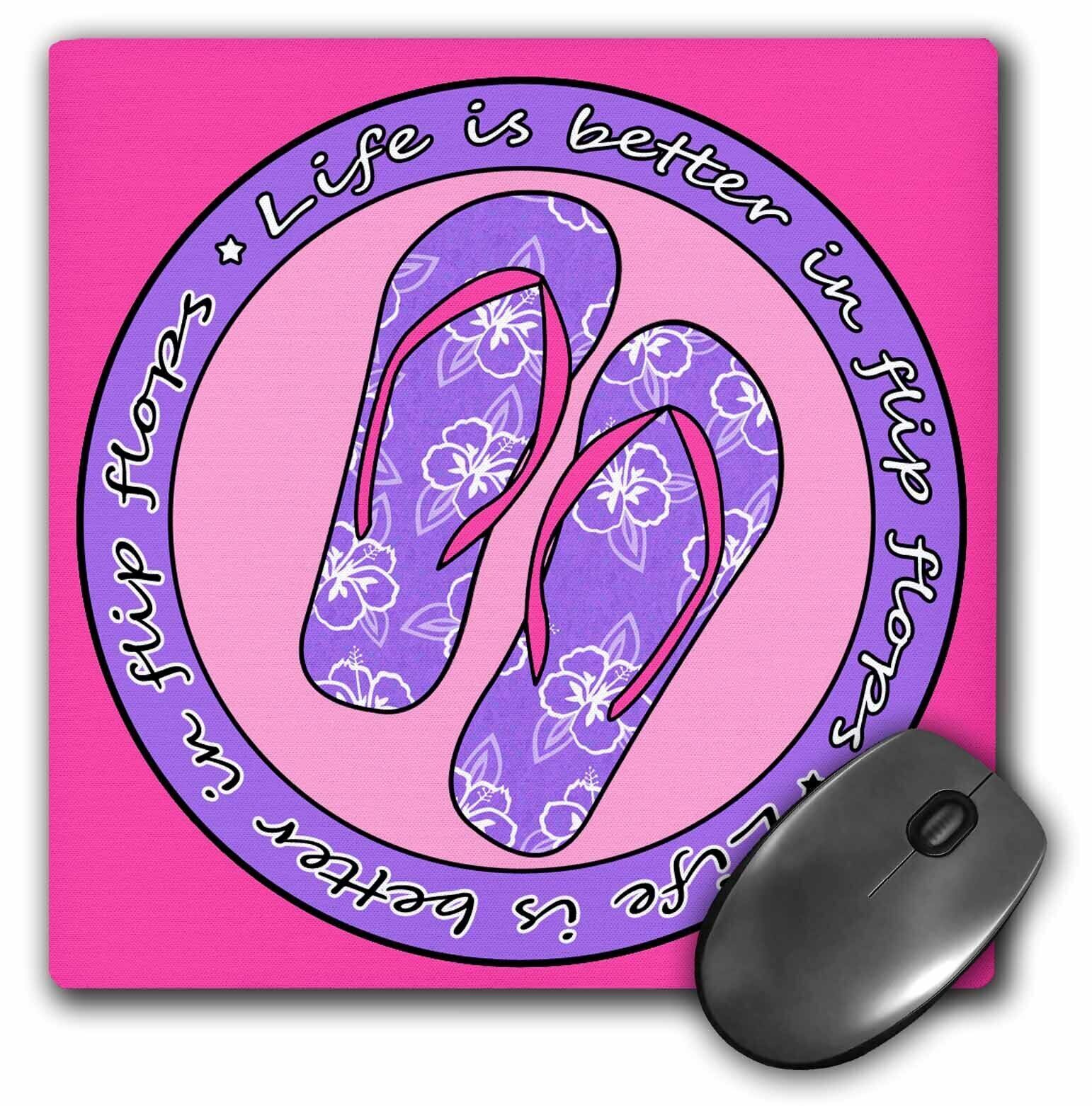 3dRose Life is Better in Flip Flops - Purple and Pink MousePad