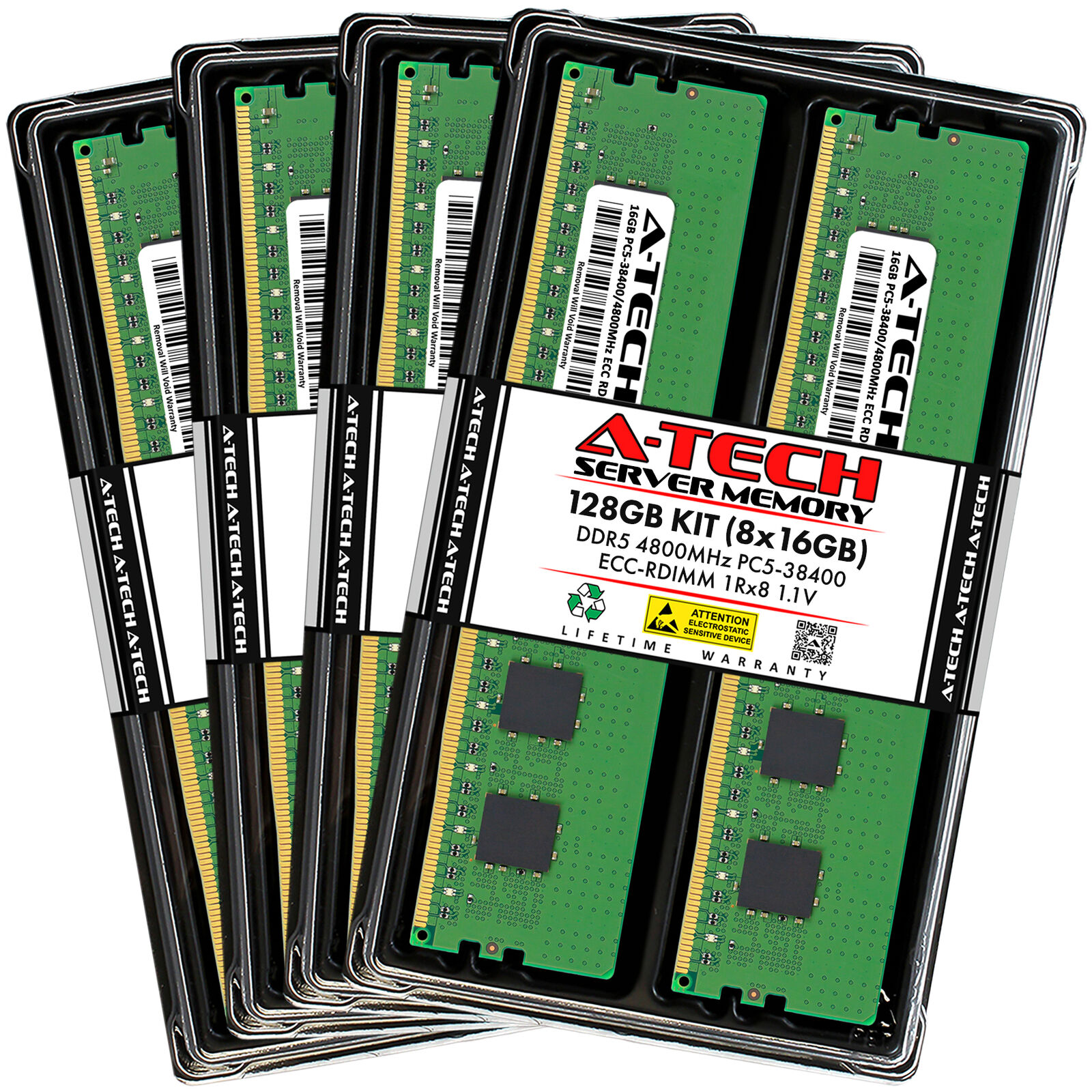 A-Tech 128GB 8x 16GB 1Rx8 PC5-38400R DDR5 4800 EC8 REG RDIMM Server Memory RAM