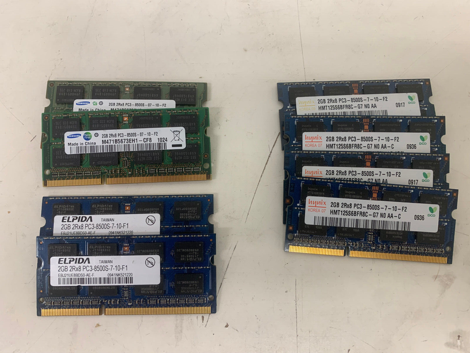 Lot Of 8 Piece Laptop Memory (8X2GB) PC3 8500s