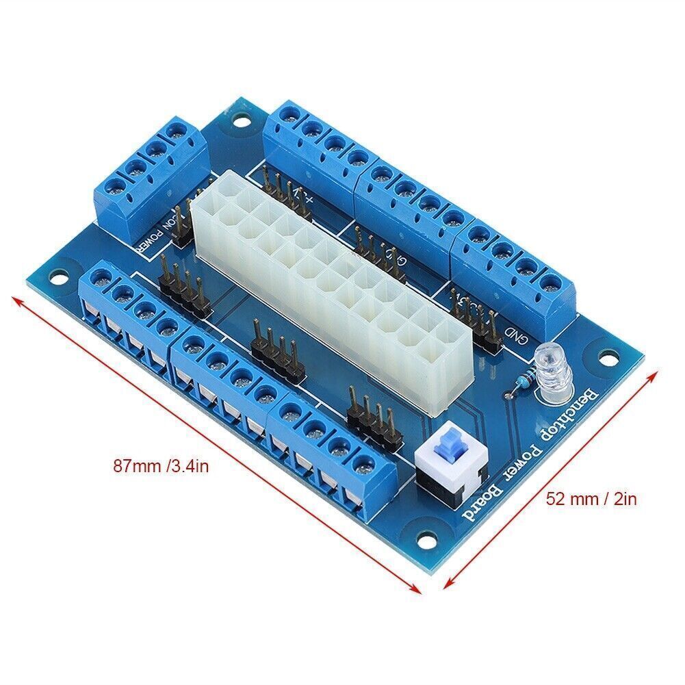 24/20Pin ATX Power Supply Bench Top Breakout Board Module Adapter For Computer