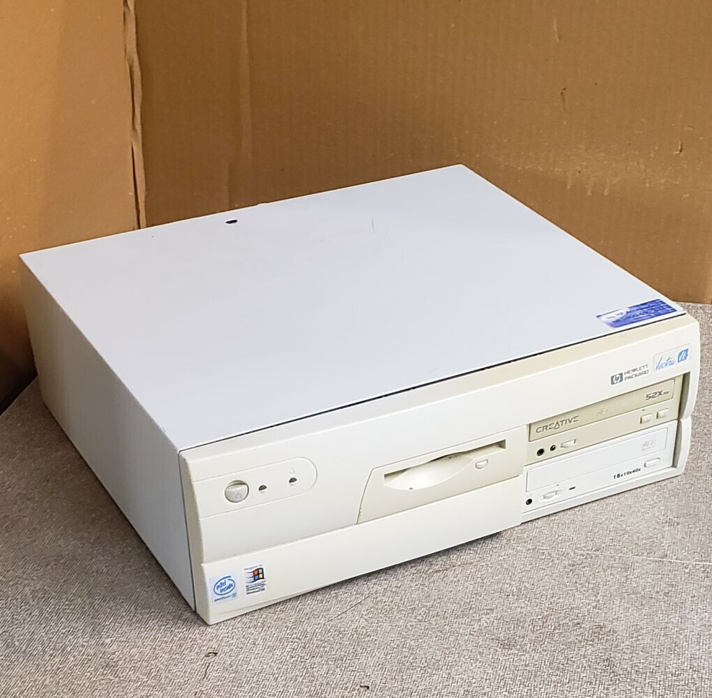 Vintage 1999 HP Vectra VEi8 desktop, Pentium III, 2x CDs, 30GB HD, Windows 98 SE