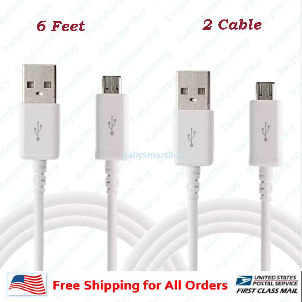 2x 6ft Micro USB Charging Cable Data Sync Charger Cord for Android Samsung LG