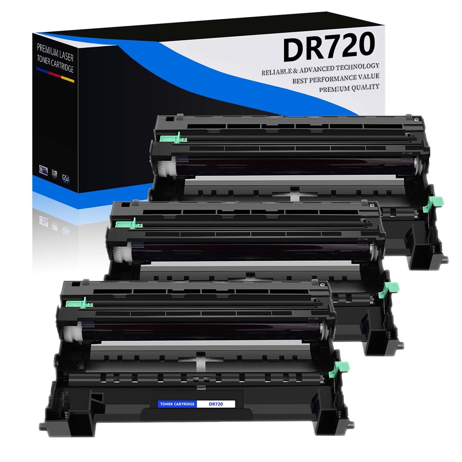 3 Pack DR720 Drum Unit For Brother DCP-8110DN DCP-8150DN DCP-8155DN HL-6180DWT
