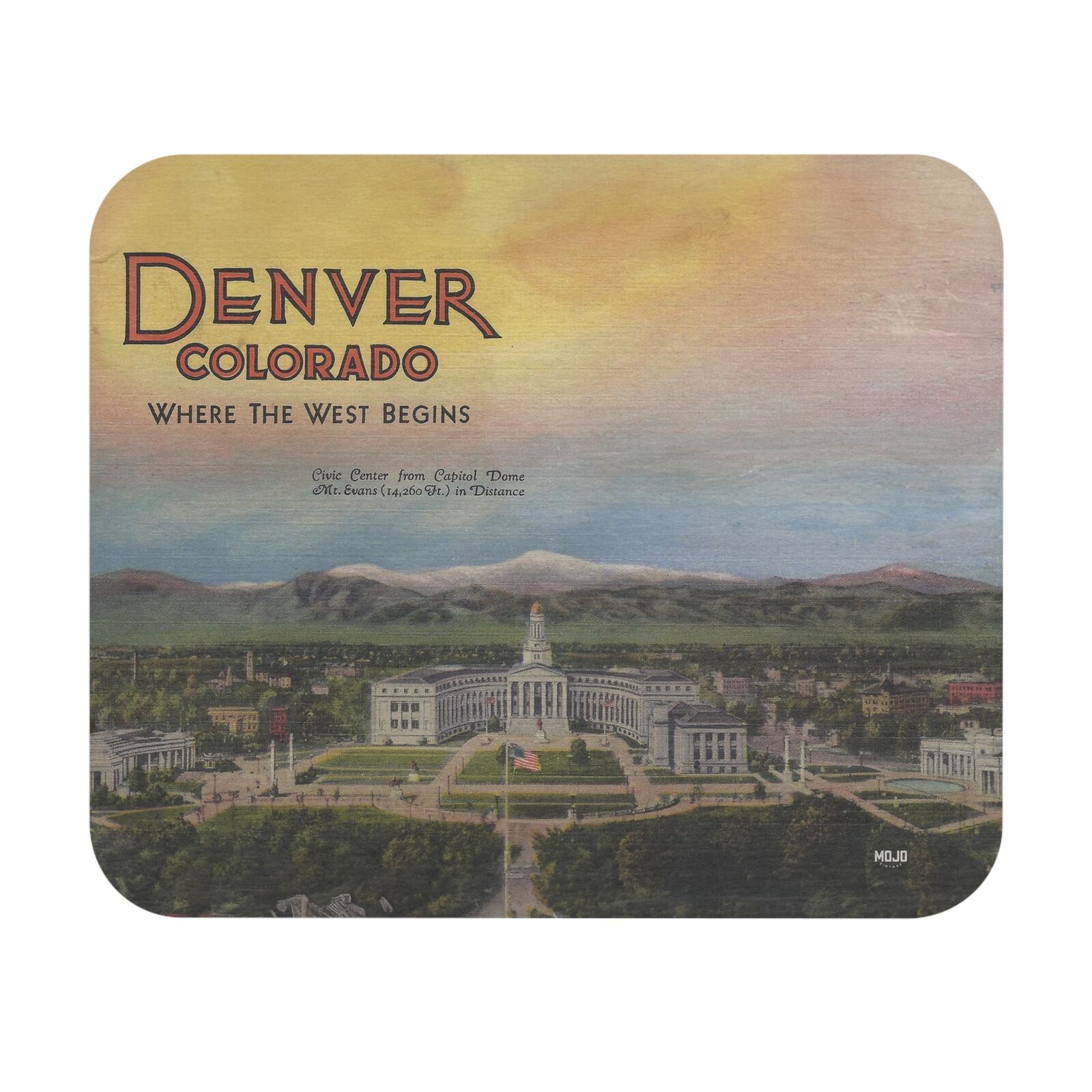 Denver Colorado Mouse Pad, Vintage Postcard Print, US States-Cities, 9'' x 8''
