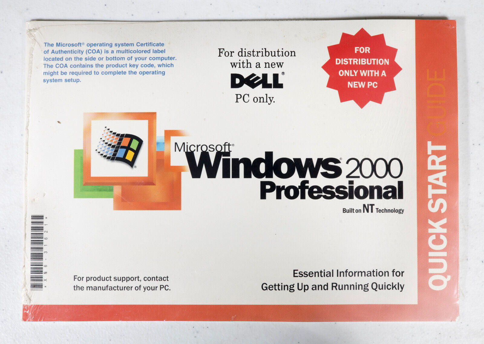 Vintage MICROSOFT WINDOWS 2000 NO COA SEALED NEW PACKAGE with CD