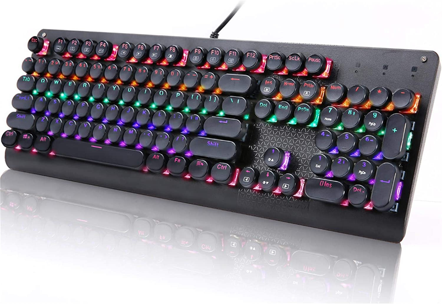 Retro Mechanical Gaming Keyboard, Typewriter Style LED Backlit Keyboard
