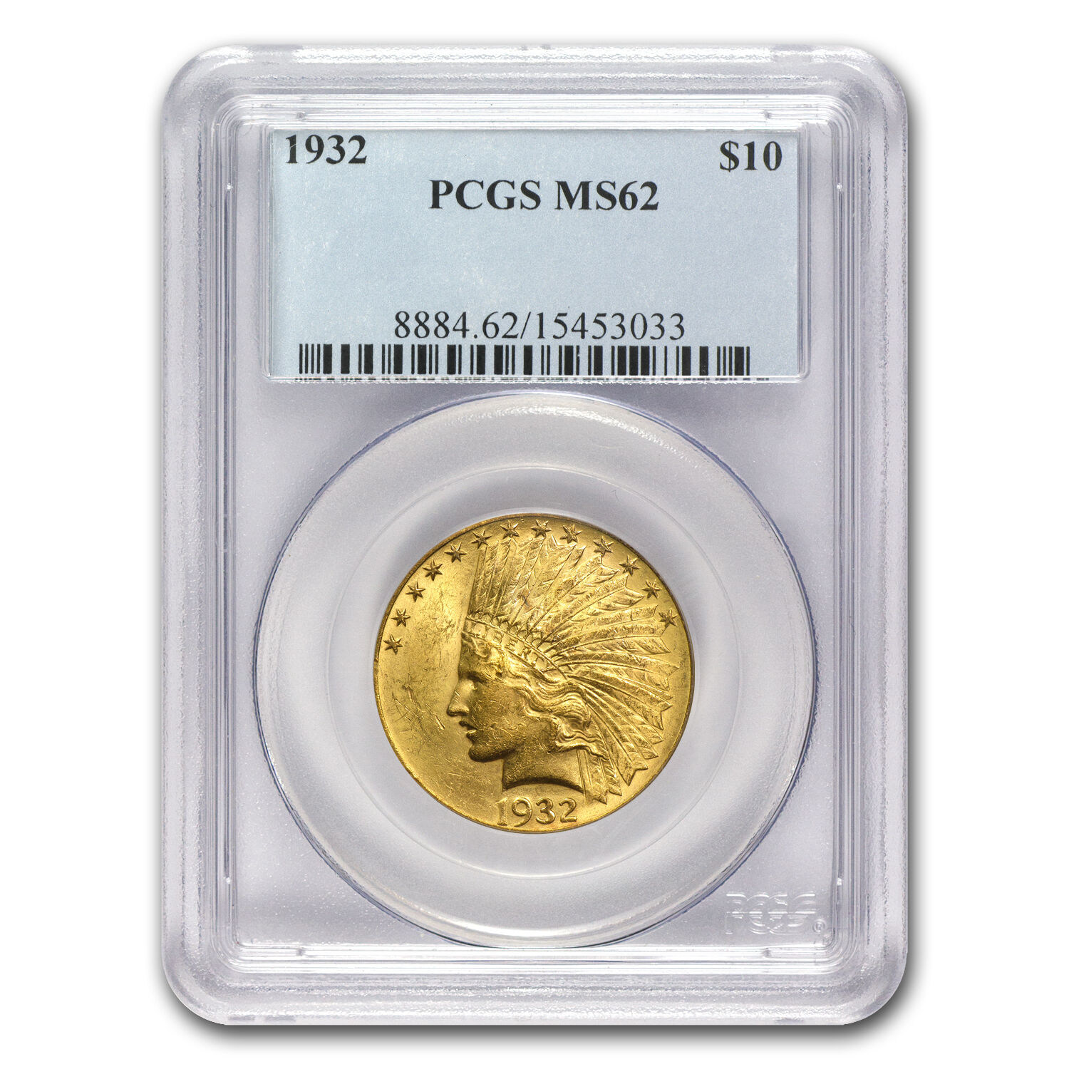 $10 Indian Gold Eagle Coin - Random Year - MS-62 PCGS - SKU #12918
