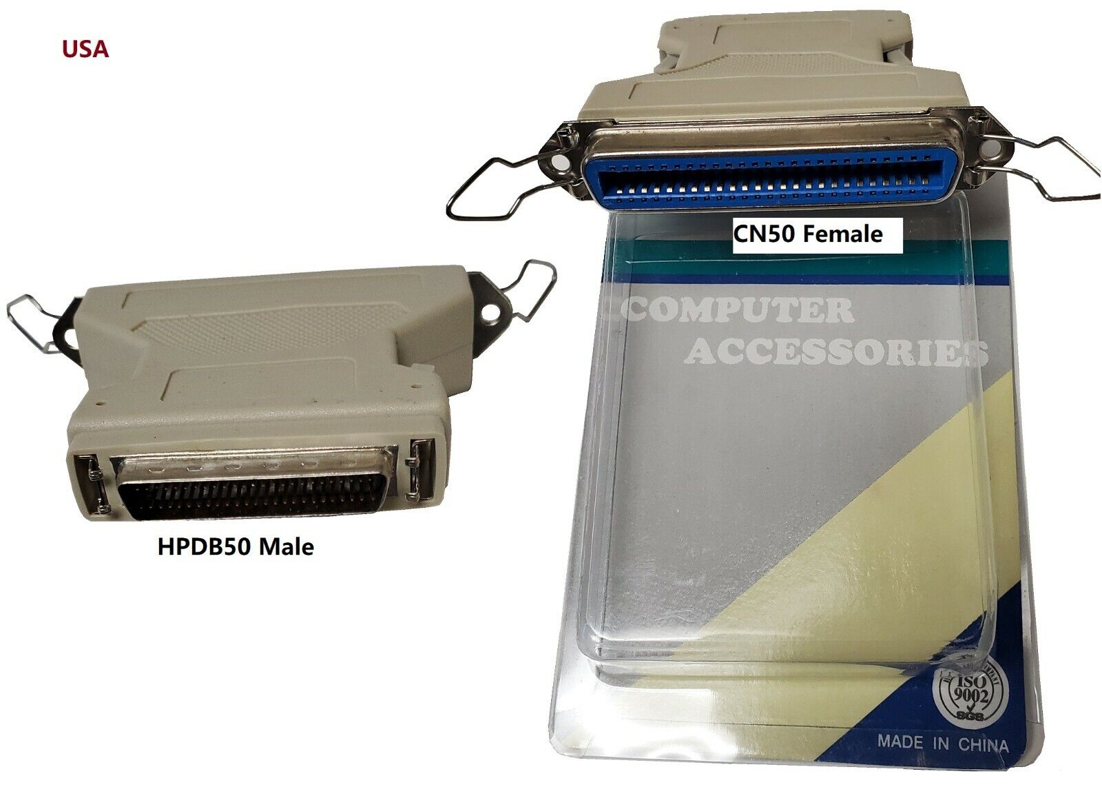 PTC SCSI Adapter, HPDB50 (Half Pitch DB50) Male to CN50 (Centronics 50) Female