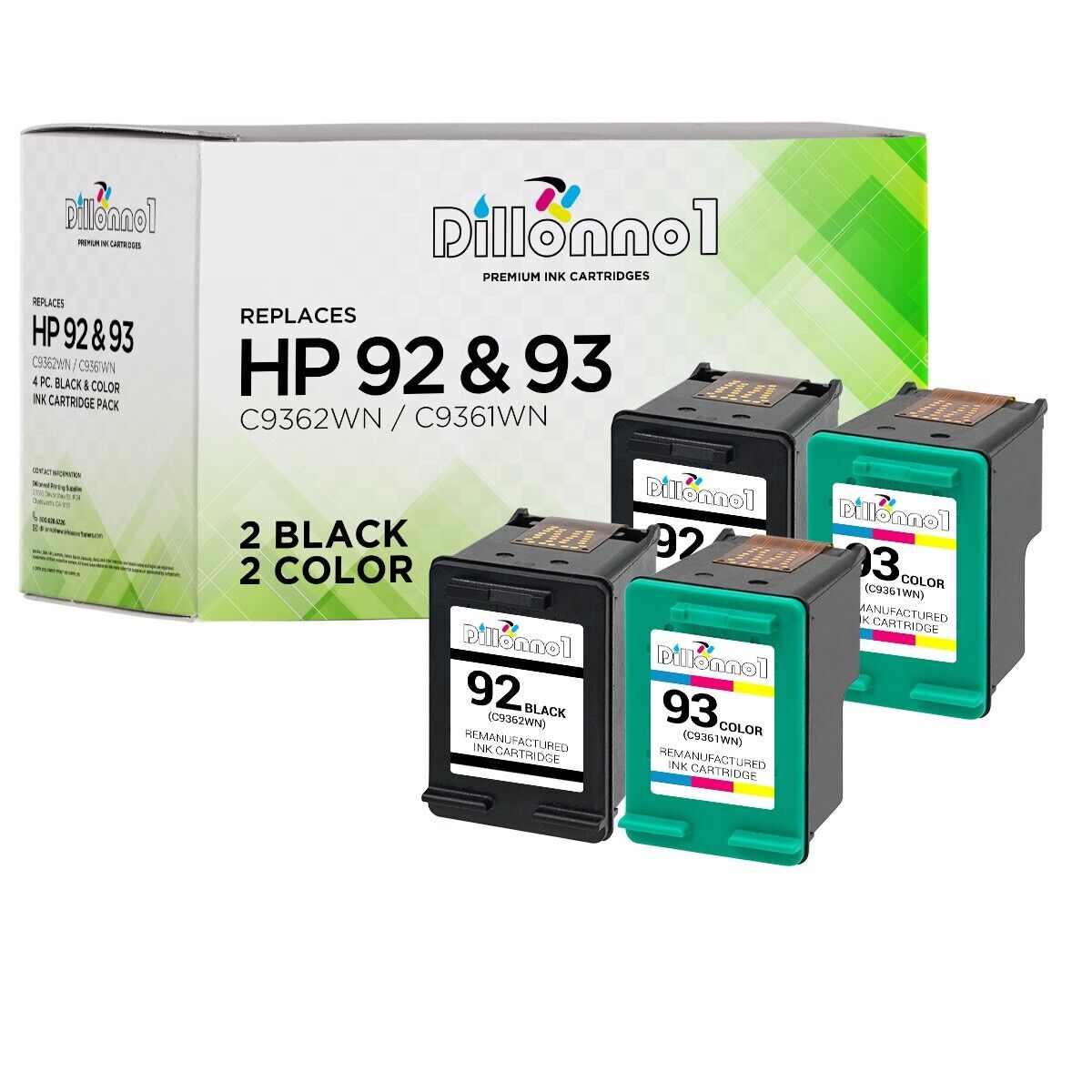 4 PACK For HP 92 93 Black & Color Ink For Photosmart 7850 C3125 C3140 C3150 C317