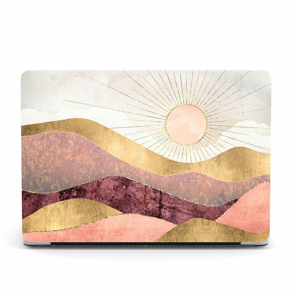 2in1 Luxury Gilded Sun Mountain Case For Macbook Pro 14 16 15 13 Air 11 12 inch