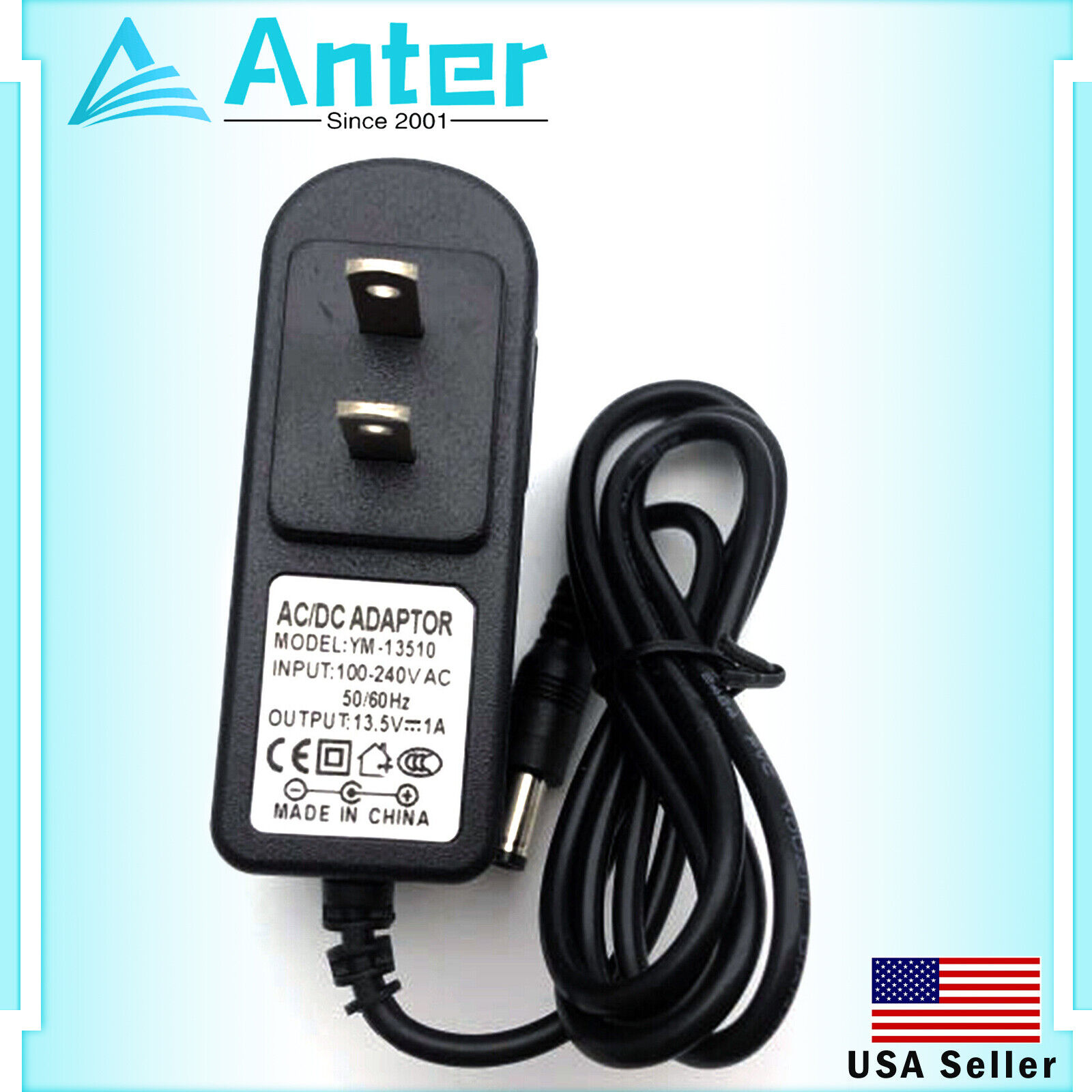 AC 100-240V Converter Adapter DC 13.5V 1A 1000mA Wall Charger Power Supply Cord