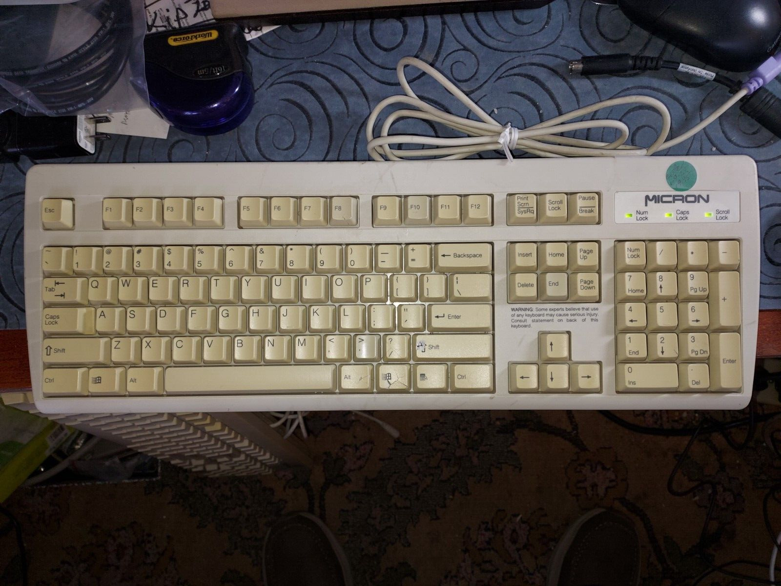 MICRON NMB KEYBOARD NO. RT2258TW, PSR, BEIGE, CLEANED AND TESTED.