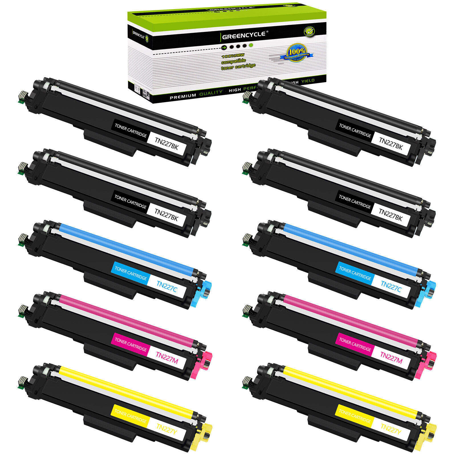 Set of 10 Color TN227 Toner for Brother MFC-L3750CDW MFC-L3770CDW DCP-L3510CDW