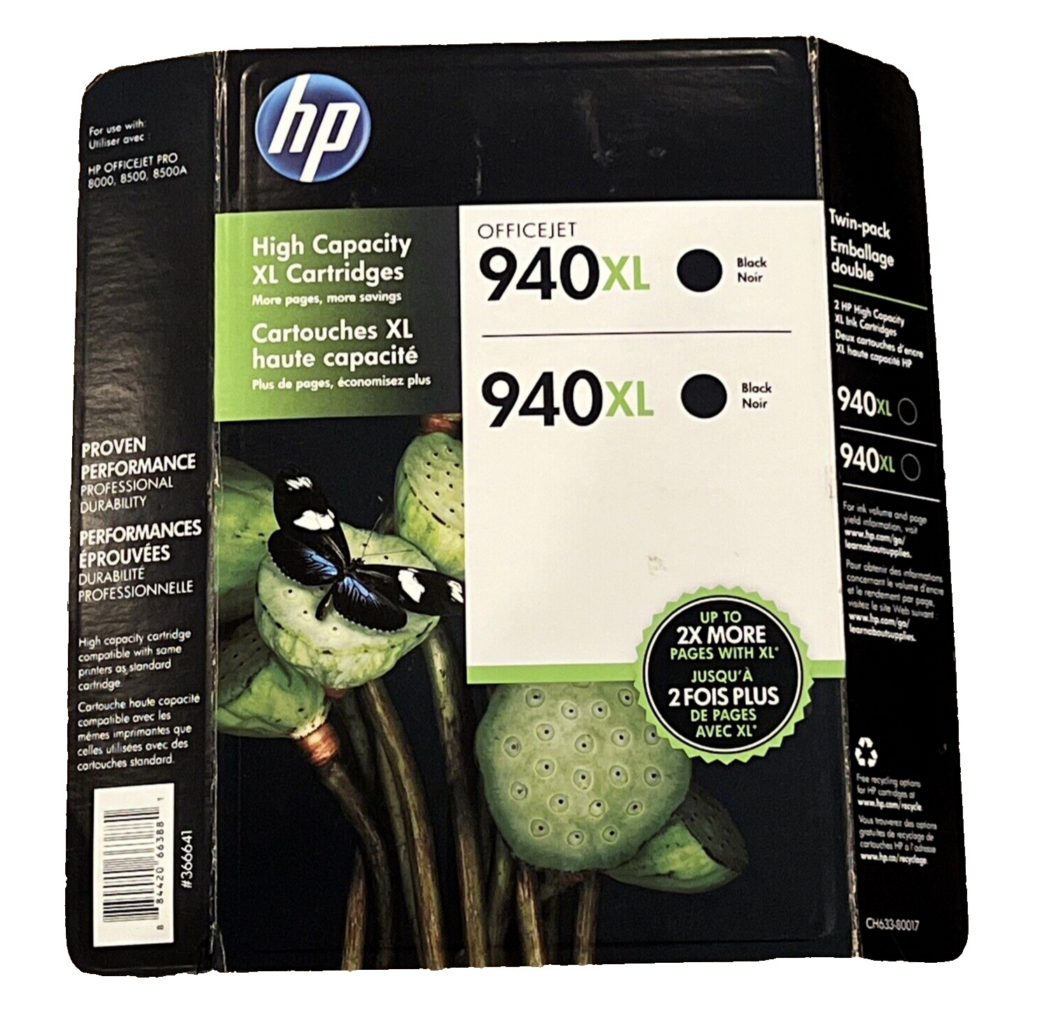HP 940 XL Black Twin-Pack High Capacity Ink Cartridges (Exp 4/2018) NIB Genuine
