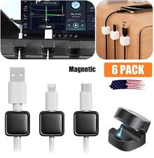 6Pcs Magnetic Winder Clip Cord Organizer Lead Management Charger Cable Holder US picture