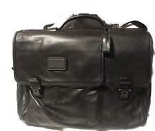 TUMI Alpha Leather Flap Slip Locking Expandable Briefcase picture