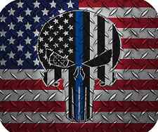 Thin Blue Line Punisher Mouse Pad - Police Mouse Pad - Diamond Plate 2 picture