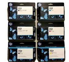 New Genuine OEM Factory Sealed HP 727 Set of 6 Inkjet Cartridges 130ml 2018-2019 picture