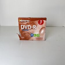 Memorex DVD-R 5 Pack 16X 4.7GB Recordable 120 Min With Cases New Sealed Package picture