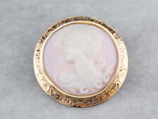 Vintage Pink Shell Cameo Brooch picture