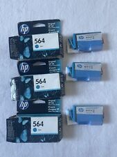 Genuine HP 564 Original Cyan Ink Cartridge Exp 12/2022 (Factory Sealed) LOT OF 3 picture