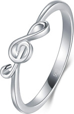 925 Sterling Silver Ring - Stackable Music Note Band - Comfort Fit Silver Rings  picture