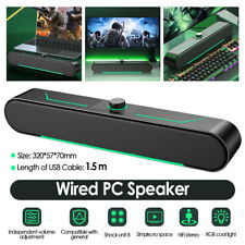 USB Computer Sound Bar LED Stereo Knob Wired Speakers Aux For PC Desktop Laptop picture