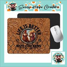 Mouse Pad Life is Better with Chickens Wire Anti Slip Back Easy Clean Sublimated picture
