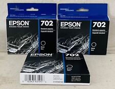T702120 New Genuine Epson (3 pack) 702 Black Ink Cartridges 06/2023 picture