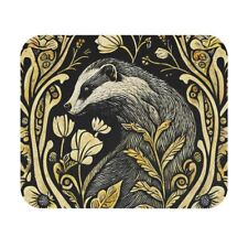 Dark Cottagecore Badger aesthetic mousepad / Cute William Morris Desk top decor picture