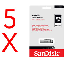 Lot of 5 x SanDisk 128GB USB CZ73 Ultra Flair USB 3.0 150MB/s SDCZ73-128G Retail picture