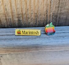 Vintage Apple, Macintosh Computer Rainbow Enamel Logo Lapel Pin lot Of 2 picture