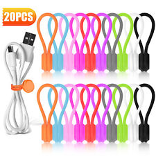 20Pcs Reusable Silicone Magnetic Cable Ties for Bundling Organizing 10 Colors picture