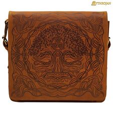 Medieval Laptop Bag Leather Briefcase Style Viking Crossbody Brown Bag w  Strap picture