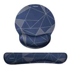 Geometry Mouse Pad with Wrist Support and Keyboard Wrist Rest, Round, Dark Blue picture