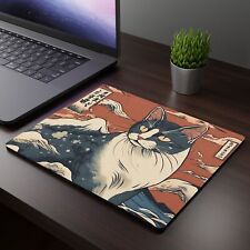 Cat japanese art The great wave Mouse Pad, Oriental Cat Ukiyo-e style desk mat picture