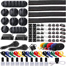 Cable Management Kit Includes 300Pcs 4 Cable Sleeves, 35 Cable Clips, 11 Cord Ho picture